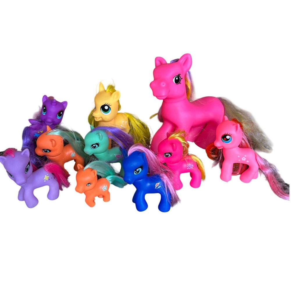 10‎ Piece Colorful Horse Figure Toy Lot Pony Mixed Pink Purple Bundle
